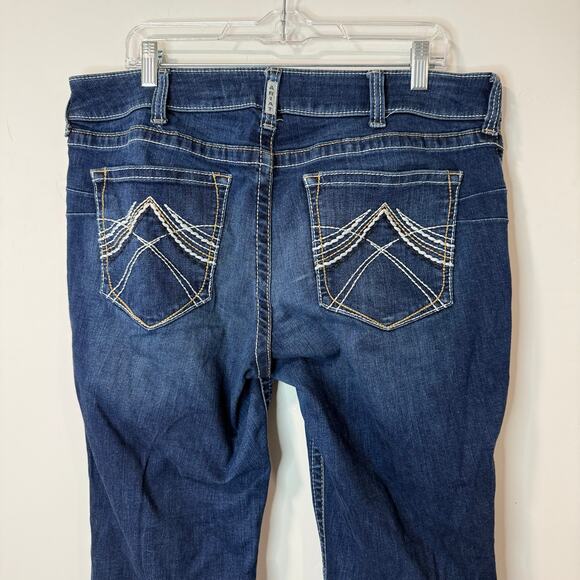 Ariat Women's REAL Jeans Mid Rise Bootcut Whipstitch 33 Long Blue Denim - Picture 2 of 9